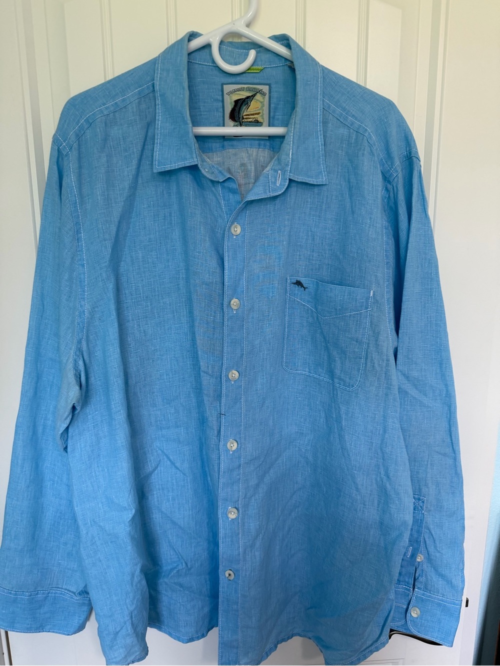 Tommy Bahama Light Blue Men's Button-Up Linen Shirt - XXL